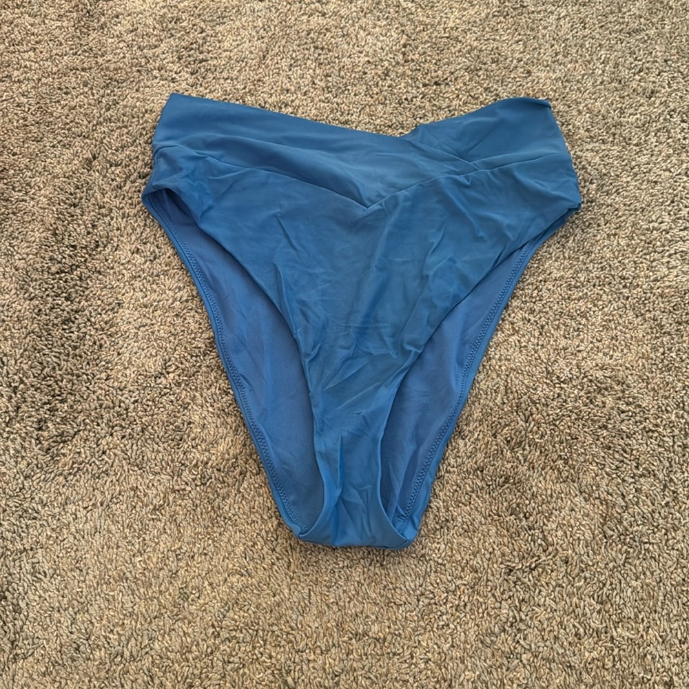 Blue high waisted bikini bottom